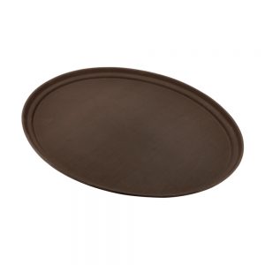 Rubber Surface and Fibreglass Bottom Non-Slip Tray 56cmx67.5cm/22inchx27inch, Oval (Brown)