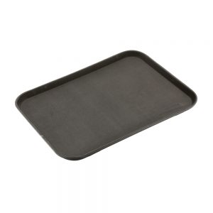 Rubber Surface and Polypropylene Bottom Non-Slip Tray 36cmx45cm/14inchx18inch, Rectangular (Black)