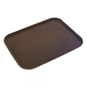 Rubber Surface and Polypropylene Bottom Non-Slip Tray 36cmx45cm/14inchx18inch, Rectangular (Brown)