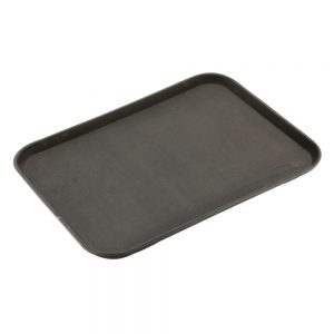 Rubber Surface and Polypropylene Bottom Non-Slip Tray 37.5cmx50cm/15inchx20inch, Rectangular (Black)