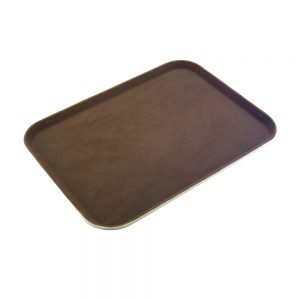 Rubber Surface and Polypropylene Bottom Non-Slip Tray 37.5cmx50cm/15inchx20inch, Rectangular (Brown)