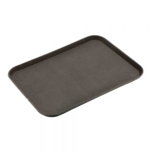 Rubber Surface and Polypropylene Bottom Non-Slip Tray 40cmx56cm/16inchx22inch, Rectangular (Black)