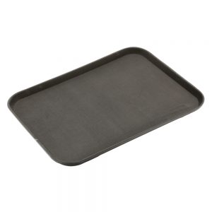 Rubber Surface and Polypropylene Bottom Non-Slip Tray 45cmx65cm/18inchx26inch, Rectangular (Black)