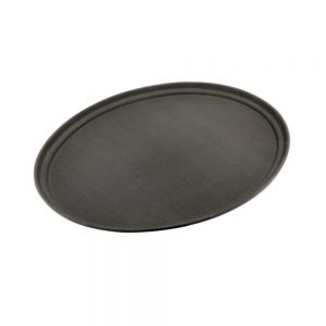 Rubber Surface and Polypropylene Bottom Non-Slip Tray 56cmx67.5cm/22inchx27inch, Oval (Black)