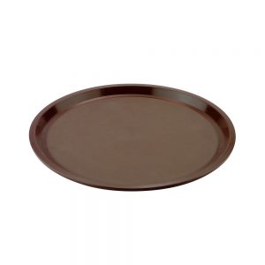 Rubber Surface and Polypropylene Bottom Non-Slip Tray With Base Lugs 35.5cm/14inch, Round (Brown)
