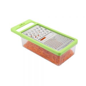 Stainless Steel 3-Way Grater with Storage Container and Lid, Rectangualr