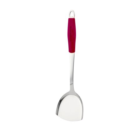 Stainless Steel Chinese Turner with Red Silicone Handle