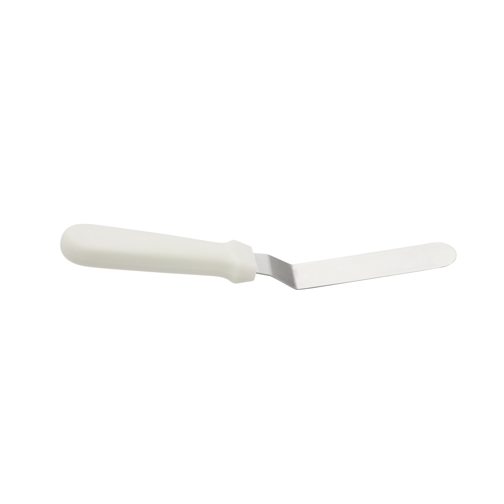 Stainless Steel Cranked Spatula 15cm with White Plastic Handle (MPH series)