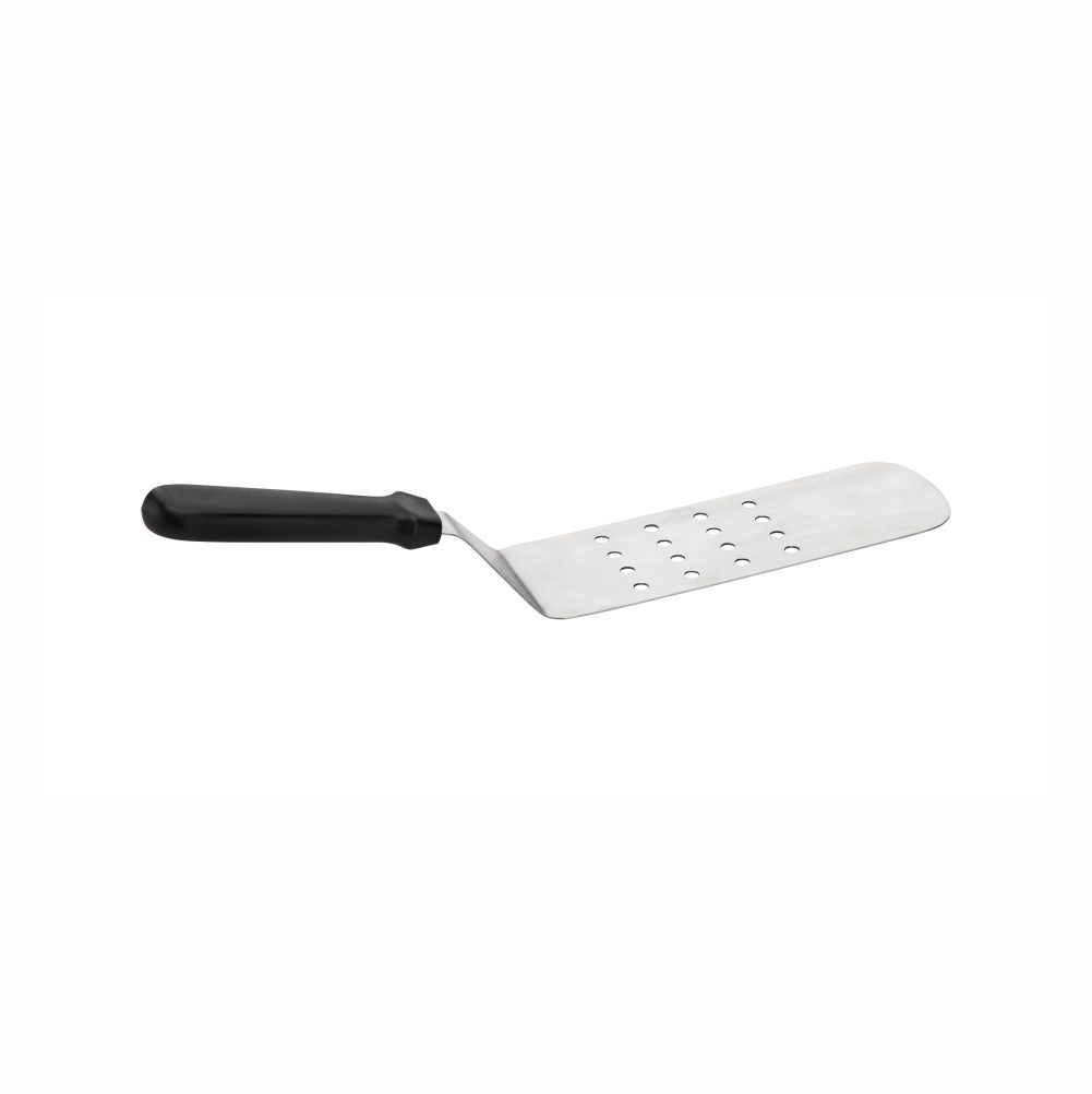 Stainless Steel Flexible Perforated Turner 20 x 8cm Blade with Black Plastic Handle (MPH series)