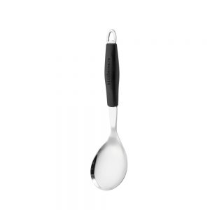 Stainless Steel Rice Spoon with Black Silicone Handle