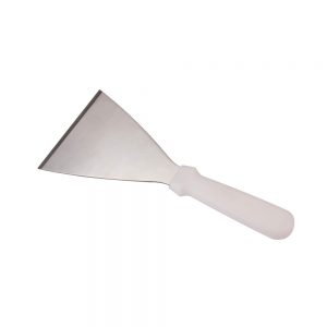 Stainless Steel Scraper 14 x 13cm Blade with White Plastic Handle (MPH series)