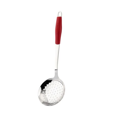 Stainless Steel Skimmer with Red Silicone Handle