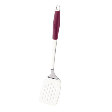 Stainless Steel Slotted Turner with Purple Silicone Handle