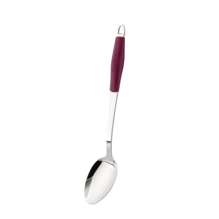 Stainless Steel Solid Spoon with Purple Silicone Handle