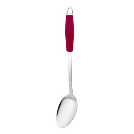 Stainless Steel Solid Spoon with Red Silicone Handle