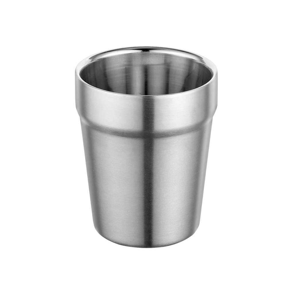300ml Double Wall Stainless Steel Cup in Matte Polish, Stackable-MDC30ST-UK