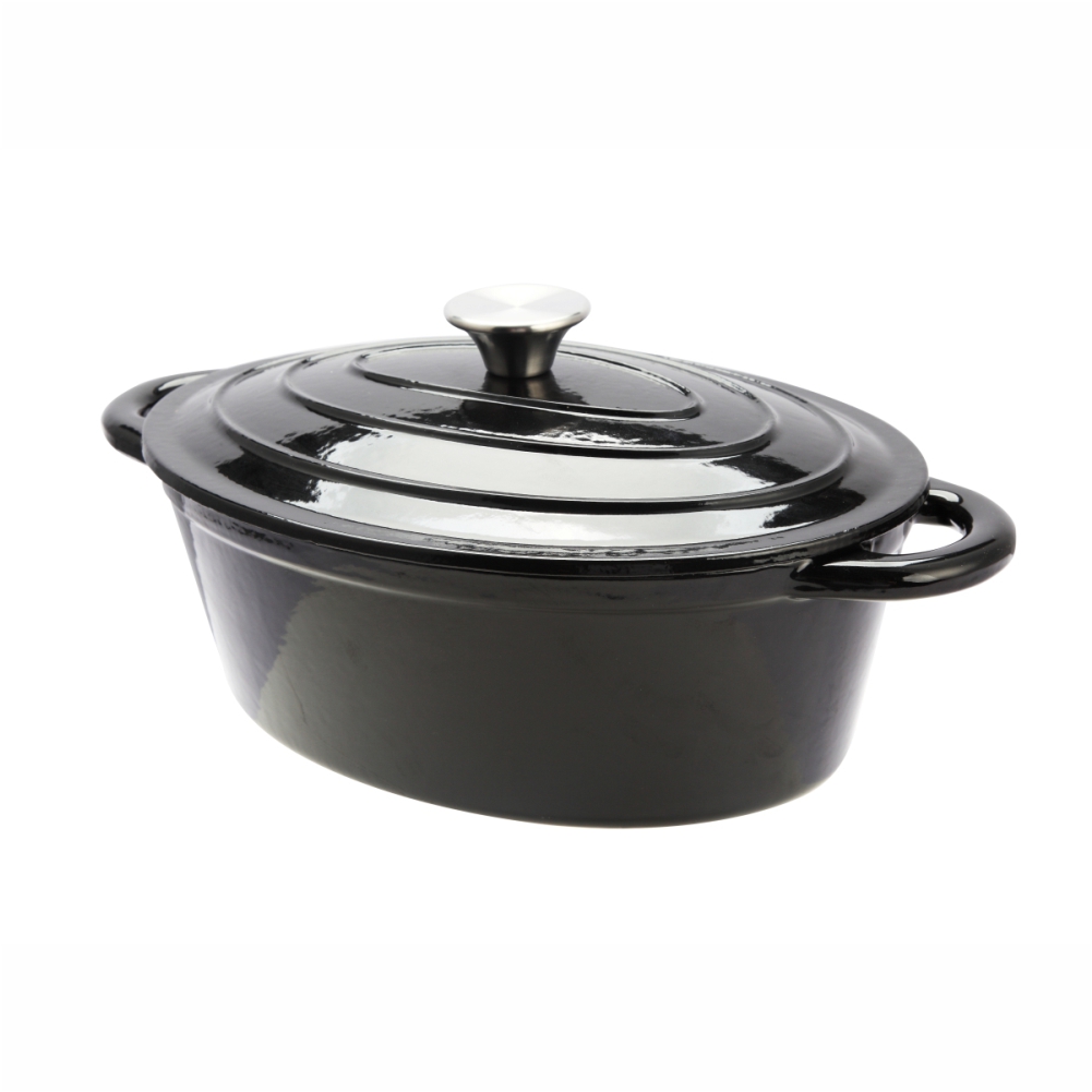 Cast Iron Oval Casserole, 28x20cm (Black)-MCOCA24K