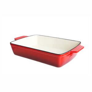 Cast Iron Rectangular Dish, 28.5x20cm (Red)-MCST28R