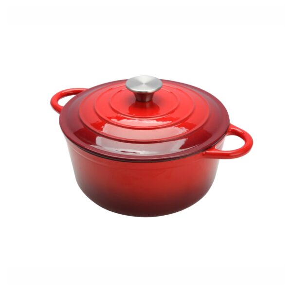 Cast Iron Round Casserole, 24cm (Red)-MCA24R