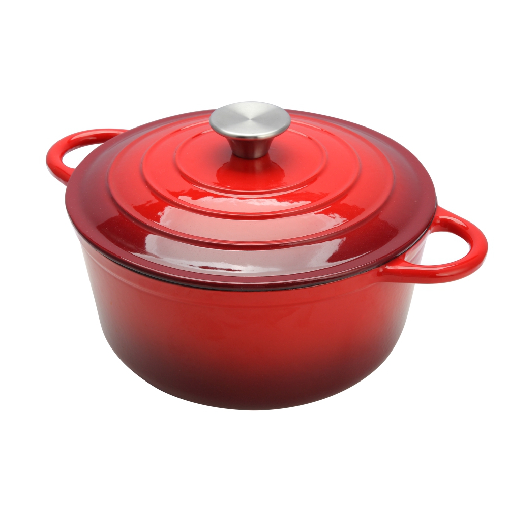 Cast Iron Round Casserole, 32cm (Red)-MCA32R