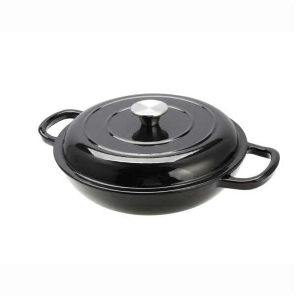 Cast Iron Shallow Round Casserole, 27cm (Black)-MCCA27K