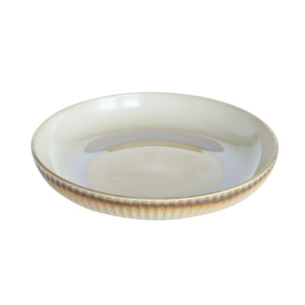 Reactive Glaze Porcelain Deep Plate Light Brown 21.5cm-CMR089