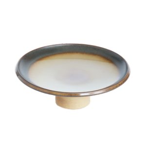 Reactive Glaze Porcelain Footed Plate Light Brown 18-5cm-CMR090