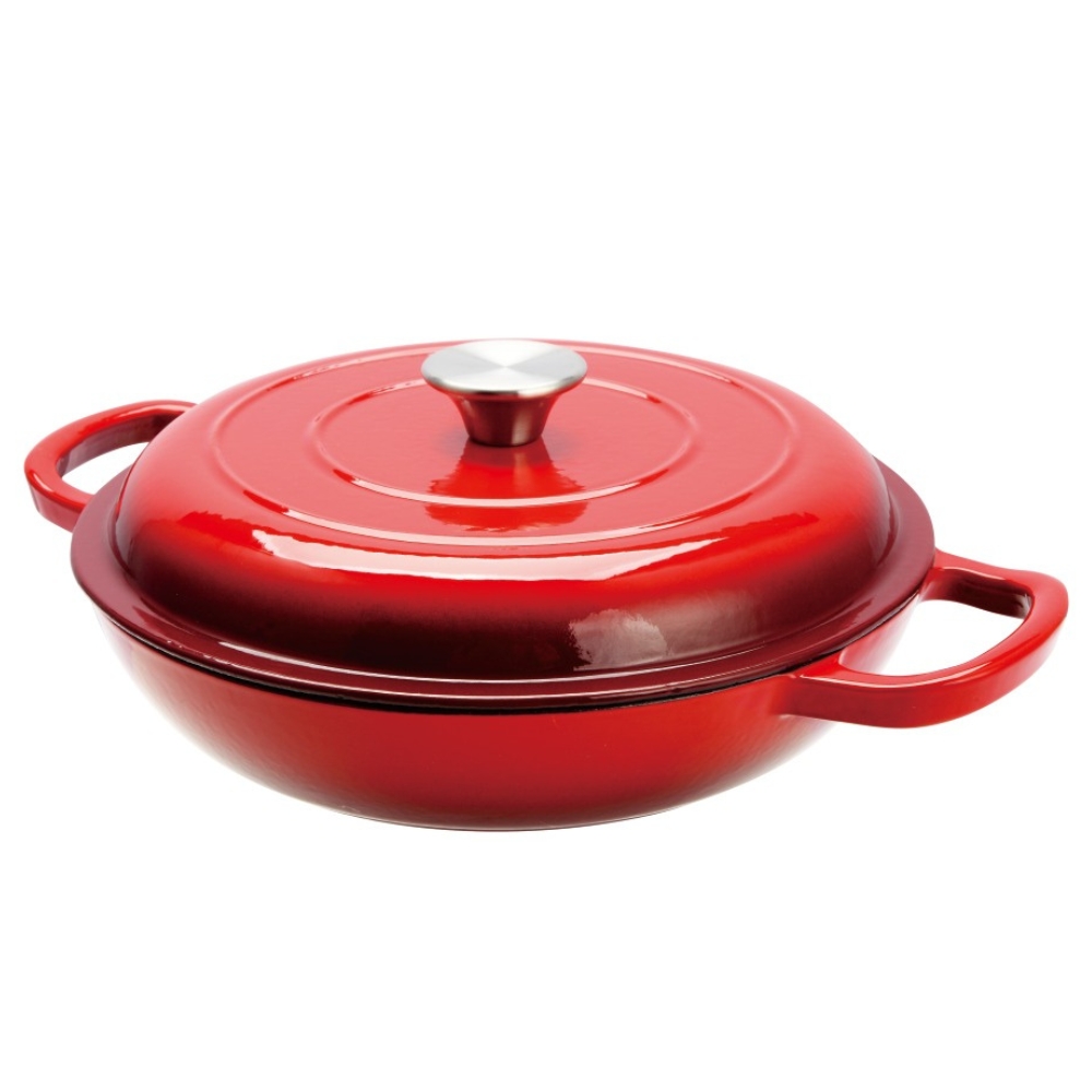 Red Cast Iron Shallow Round Cassserole Dia.30cm