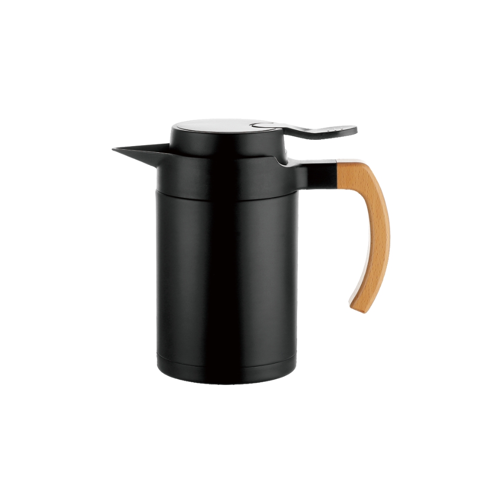 SS304 INNER AND SS201 OUTER, BODY WITH SPRAY PRINT COLOR, HANDLE IN BEECH WOOD, PRESS COVER, 0.65L