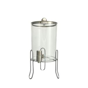 Sunnex 3L Glass Juice Dispenser with durable SS304 stainless steel faucet. Features a built-in mesh filter to prevent clogging. Ideal for hotels and buffets.