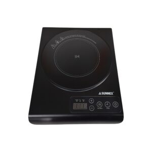 Discover the SUNNEX CIC2000H, a compact 2000W black induction cooker with a space-saving 355x275mm design, 5 power levels, 180-min timer, and safety features like auto shut-off. Ideal for home or catering, featuring Fry/Soup presets for precise cooking. Shop now at sunnexproducts.com.
