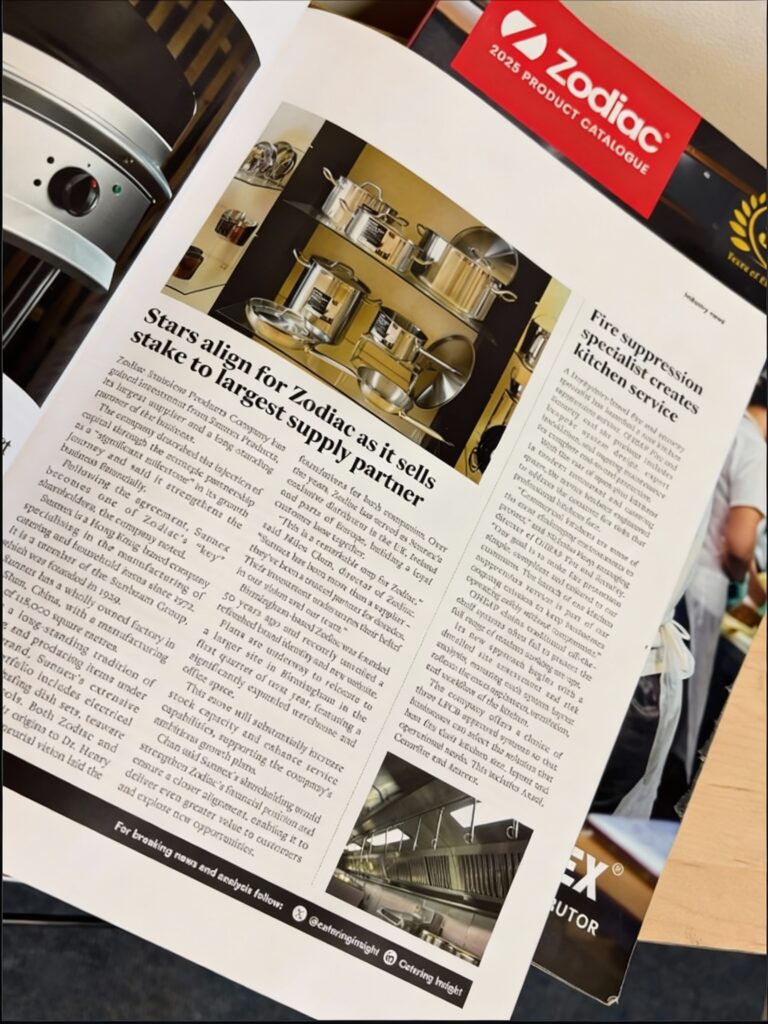 Sunnex celebrates Zodiac’s Catering Insight feature, new strategic investment and expanded Birmingham warehouse, strengthening service and stock for catering professionals.