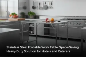 Space-Saving Stainless Steel Foldable Work Table