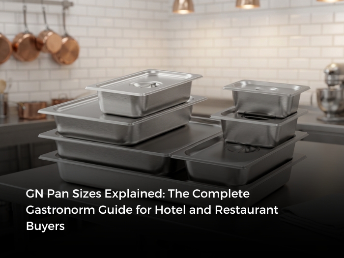 A practical guide to GN pan sizes, depths and capacities for commercial kitchens. Learn which gastronorm pan fits your chafer, bain marie and buffet setup — backed by EN 631 standards.