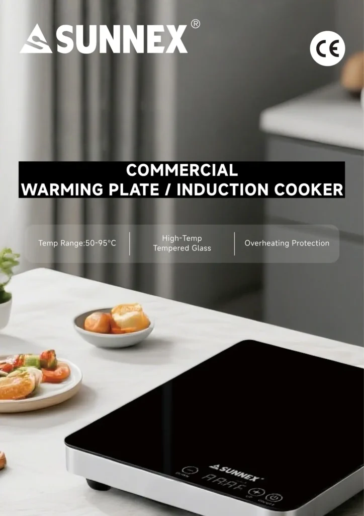 The Sunnex commercial warming plate range (CICW series) is built specifically for the hot-holding stage of food service — the period between when food leaves the kitchen and when it is consumed by the guest.