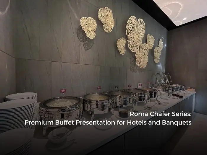 Discover the Sunnex Roma Chafer Series — featuring a silent 80,000-cycle hydraulic hinge, extra-large tempered glass window, and a choice of induction or electric base for flexible hotel and banquet buffet setups.