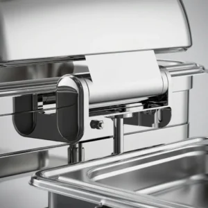 Close-up of a chafer hydraulic hinge mechanism